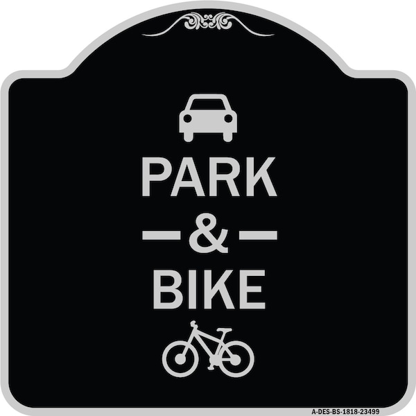 Park & Ride With Bicycle Graphic Heavy-Gauge Aluminum Architectural Sign, 18" x 18", BS-1818-23499